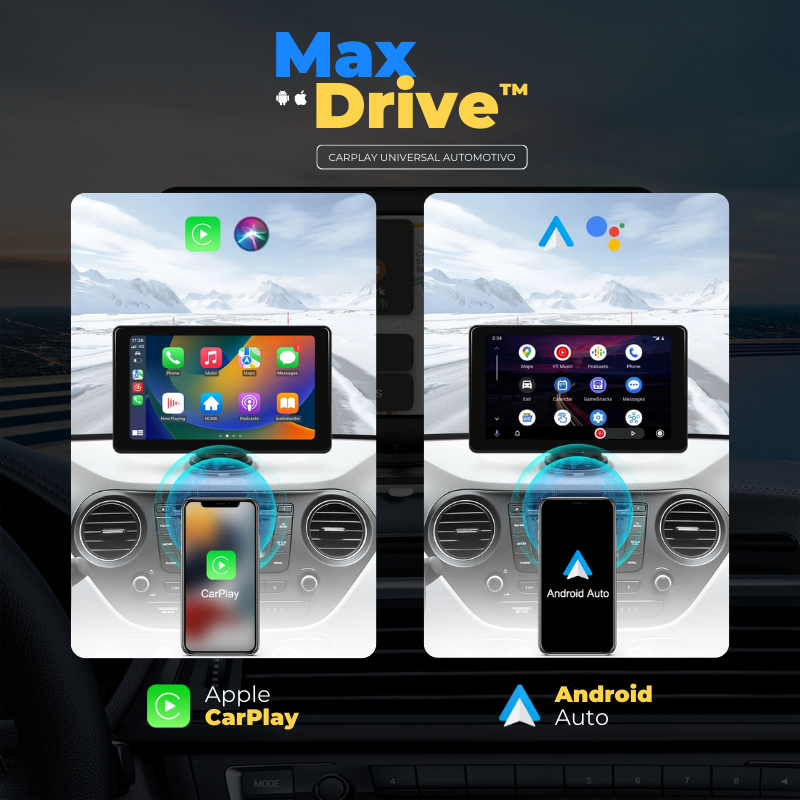 Central Multimídia Universal Com CarPlay/Android Auto - MaxDrive™