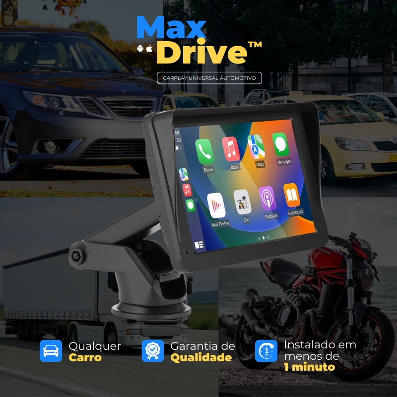 Central Multimídia Universal Com CarPlay/Android Auto - MaxDrive™